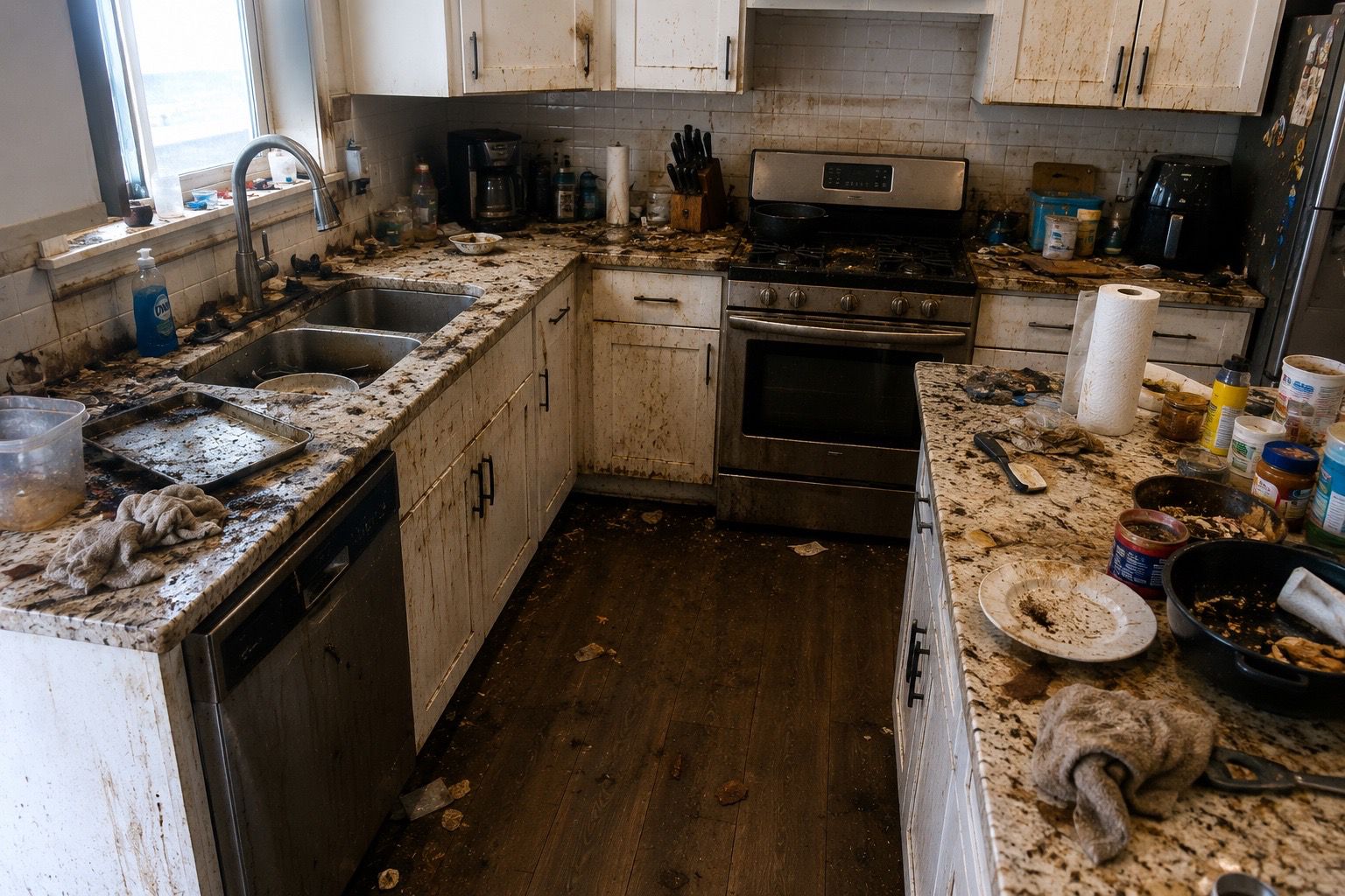 Kitchen before cleaning