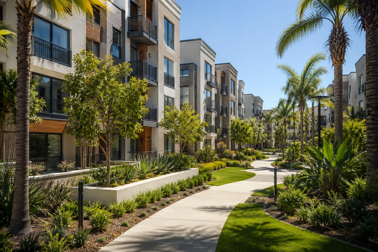 Professional apartment community cleaning in a modern residential complex