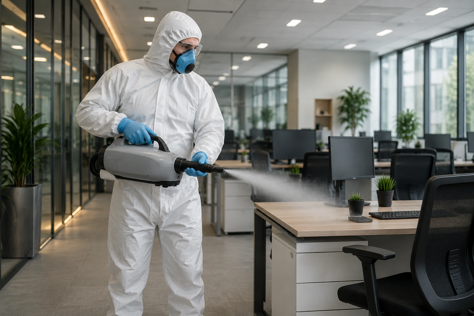 Professional disinfection service for a commercial facility
